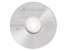 1x5 Verbatim DVD+RW 4,7GB 4x Speed, matny strieb. obal