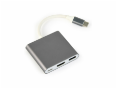 Gembird A-CM-HDMIF-02-SG káblové rozhranie a prechodky USB-C / USB-C HDMI / USB-A Šedá