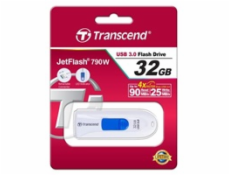 TRANSCEND USB Flash Disk JetFlash®790, 32GB, USB 3.1, White/Blue (R/W 100/25 MB/s)