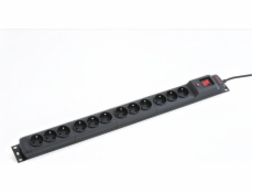 ARMAC Surge M12/16A Rack 19'' Čierny 1,5m 12-miestny extender