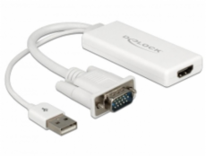 DeLOCK 62460 Adapter VGA auf HDMI mit Audio VGA & USB-A 2.0 Stecker auf HDMI Buchse 0,25m weiß