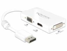 DeLOCK 62655 Adapter DisplayPort auf VGA / HDMI / DVI DisplayPort Stecker auf VGA / HDMI / DVI-D 24+1 Buchse weiß