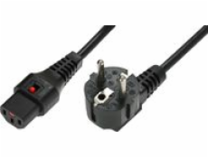 Kabel połączeniowy zasilający blokada IEC LOCK 3x1mm2 Schuko kątowy/C13 prosty M/Ż 1m czarny