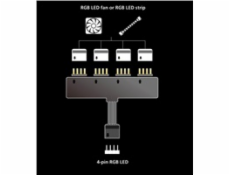 AKASA rozbočovač pro RGB LED pásky AKASA / 1x female / 4x male, černá, 10 cm