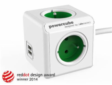 Zásuvka prodluž. PowerCube EXTENDED USB, Green, 4 rozbočka, 2x USB, kabel 1,5m