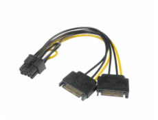 AKASA adaptér napájecí na 6+2pin PCIe (2xSATA male power to a 6+2pin PCIe female connector)