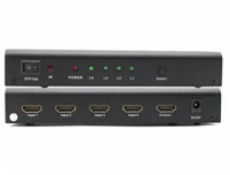 PREMIUMCORD HDMI switch 4:1 kovový s dálkovým ovladačem a napájecím adaptérem