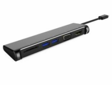 PREMIUMCORD Převodník USB 3.1 typ -C na 4K HDMI+1080p VGA+SD Card+2xUSB3.0 (5-in-1)