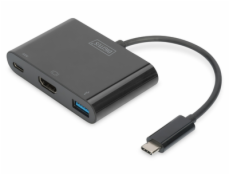 DIGITUS USB typ C Multiportový adaptér HDMI  4K@30 Hz 1x HDMI, 1x port USB-C (PD), 1x USB 3.0