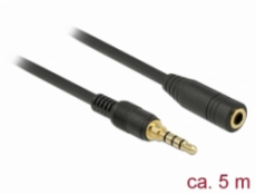Delock Stereo Jack prodlužovací kabel 3,5 mm 4 pin samec na samici 5 m černý