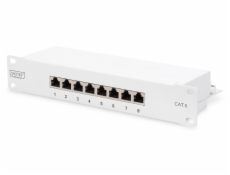 DIGITUS CAT 6 patch panel, stíněný, 8 portů RJ45 8P8C, LSA, 1U, 254 mm (10  ) Rack Mount, šedá