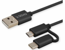 Savio CL-128 USB cable 1 m USB 2.0 USB A USB C/Micro-USB A Black