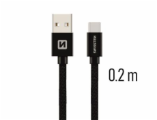 Swissten Datový Kabel Textile Usb / Usb-C 0,2 M Černý