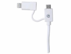 MANHATTAN i-Lynk Charge/Sync Cable, USB A to micro-USB and 8-pin, 1m (3.3 ft.) bílý/white