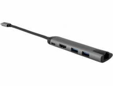 VERBATIM 49141 USB-C Multiport HUB, 2x USB 3.0, 1x USB-C, HDMI, LAN, šedá dokovací stanice