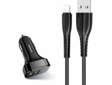 Nabíjačka Upiams Djams Lock sama. 2xusb C13 2.1A Lightning Czarny/Black Ntu35LC13TZ