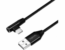 Kábel USB LogiLink USB-A - USB-C 0.3 m Czarny (CU0137)