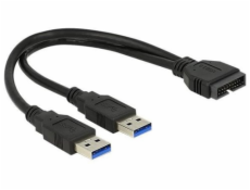  Delock kábel USB 3.0 Pin konektor samec > 2 x USB 3.0 Type-A samec 25 cm