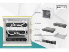 DIGITUS Síťový set 10 palců, včetně skříně 5U, PDU, police, 8 portového přepínače, patch panelu CAT 6