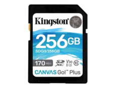 Kingston 256GB SecureDigital Canvas Go! Plus (SDXC) Card, 170R 90W Class 10 UHS-I U3 V30