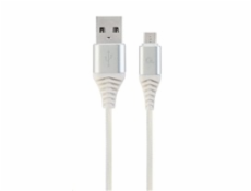 GEMBIRD Kabel CABLEXPERT USB 2.0 AM na MicroUSB (AM/BM), 1m, opletený, bílo-stříbrný, blister, PREMIUM QUALITY