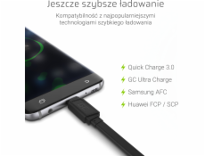 USB kábel Green Cell GCmatte USB-C Plochý kábel 25 cm s rýchlym nabíjaním