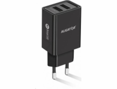 Aligator síťová nabíječka, 2x USB, kabel Lightning 2A, smart IC, 2,4 A, černá