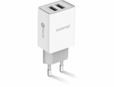 Aligator síťová nabíječka, 2x USB, kabel Lightning 2A, smart IC, 2,4 A, bílá