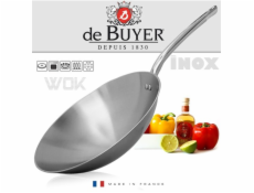 WOK pánev de Buyer, 3122.36, WOK, průměr 36 cm, dutá trubkovitá rukojeť, nerezová ocel, vhodné pro indukci, výroba ve Francii