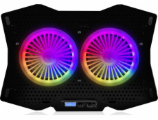 Modecom MC-CF18 RGB chladící podložka pro notebooky do velikosti 18 , 2 ventilátory, RGB LED podsvícení, černá