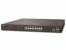 Planet GS-4210-16T2 Switch, L2/L4, 16x 1000Base-T, 2x SFP, Web/SNMPv3, VLAN, QoS, IPv6, fanless