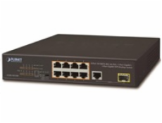 Planet FGSD-1011HP Switch, 8x 10/100 PoE, 1x TP + 1x SFP 1000Base-X, extend mód 10Mb, ESD, 802.3at 120W, fanless