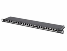 Intellinet Patch panel 24 port Cat6A, stíněný FTP, černý, 0.5U