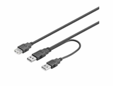 PREMIUMCORD Kabel USB 2.0 napájecí Y kabel A/M + A/M -- A/F 0.4m + 0.5m