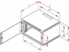 Rack Triton 19  jednodílný 9U/500mm plechové dveře, šedý