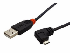 Kabel Lindy USB 2.0 USB A(M) - micro USB B(M), 0,5m, lomený 90° vlevo