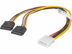 LANBERG Molex (M) 4 PIN na 2x SATA (F) 15 PIN kábel 30cm