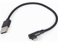 Gembird nabíjací kábel Lightning 8-pin (M) 90 ° na USB 2.0 (M), 0.2 m, čierny