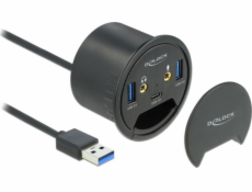 Delock 3 Port Tisch-Hub 1x Typ-C - 2x Typ-A + HD-Audio, USB-Hub 62794