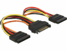 Delock Napájecí kabel SATA 15 pin samec > 2 x Power SATA 15 pin samice 15 cm