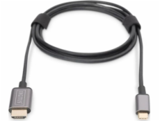 Digitus USB-C - HDMI kabelový adaptér, 1,8 m 4K/30 Hz, černý, kovový kryt