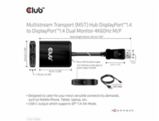 Club3D hub MST USB-C na DisplayPort, 4K60Hz (M/F)