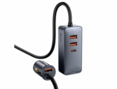 Baseus CCBT-A0G Rýchla Nabíjačka do Autá s Predlžovacím Káblom 120W 3x USB +1xUSB-C Gray