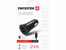 Swissten adaptér 2,4A 2x USB + kabel