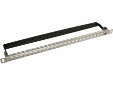 Patch panel Solarix modulární neosazený 24 portů, nerez 0,5U