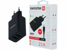 Swissten Adaptér Smart Ic 2Xusb 2,1A B