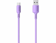 USB TYPE-C 3A CABLE VIOLET SOMOSTEL 3100 mAh QUICK CHARGER 1,2 M POWERLINE USB-C SMS-BP06 MACARON - 10000+ BENDING STRENGTH