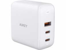 Aukey AUKEY PA-B6S White Omnia Mix GaN nabíjačka ultrarýchla 3xUSB sieťová nabíjačka (2xUSB C+1xUSB A) 90W