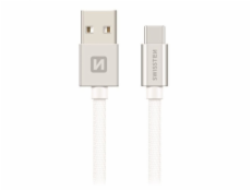 Swissten Textile Usb-C 0,2M Stříb