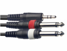 Stagg SYC1/MPS2P E, kabel mini stereo JACK/2x JACK, 1m